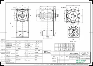恩坦斯特 ANDANTEX AT090-FH 双键槽孔输出直角减速机 L2 L2-19-70-90M6 二维安装尺寸图